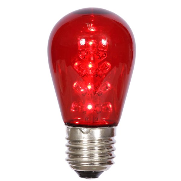 5Pk - Vickerman 1.3w 130v S14 LED Red Transparent Plastic Christmas Light Bulb For Discount