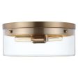 Intersection 60w Small Flush Mount Fixture Burnished Brass w  Clear Glass Cheap