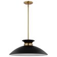 Perkins 1-Light Medium Pendant Matte Black with Burnished Brass For Discount