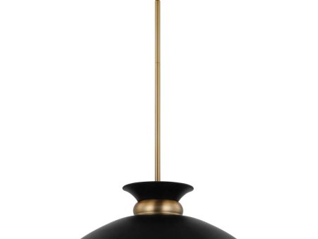 Perkins 1-Light Medium Pendant Matte Black with Burnished Brass For Discount