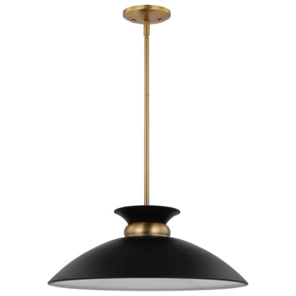 Perkins 1-Light Medium Pendant Matte Black with Burnished Brass For Discount