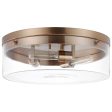 Intersection 60w Large Flush Mount Fixture Burnished Brass w  Clear Glass Sale