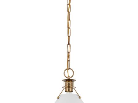 Outpost 1-Light Small Pendant Matte White with Burnished Brass Supply