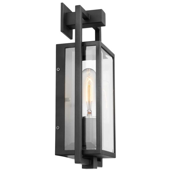 Exhibit Small Wall Lantern Matte Black w  Clear Beveled Glass Online