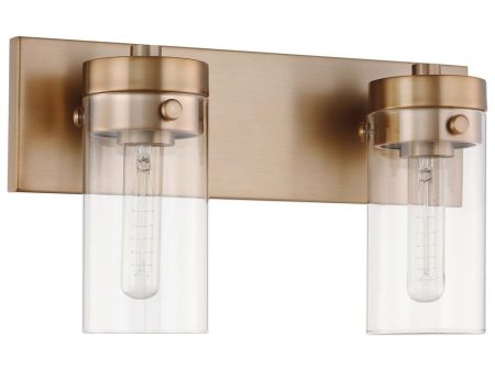 Intersection 2-Light Vanity Burnished Brass with Clear Glass Online now