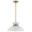 Perkins 1-Light Small Pendant Matte White with Burnished Brass Online now