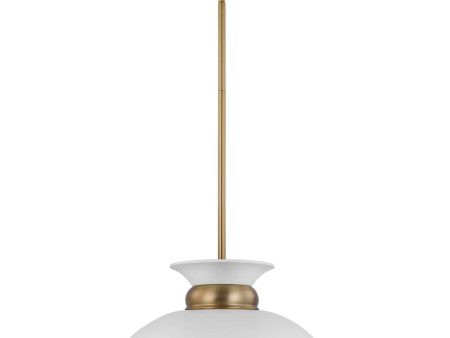 Perkins 1-Light Small Pendant Matte White with Burnished Brass Online now