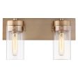 Intersection 2-Light Vanity Burnished Brass with Clear Glass Online now