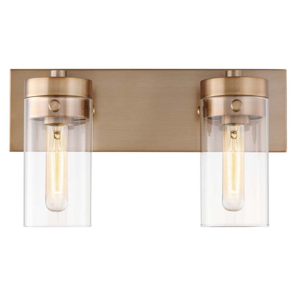 Intersection 2-Light Vanity Burnished Brass with Clear Glass Online now