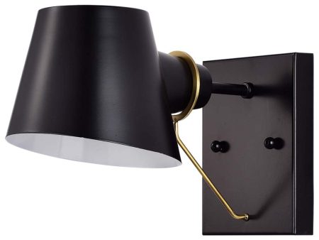 Baxter 1 Light Vanity Black with Burnished Brass For Discount