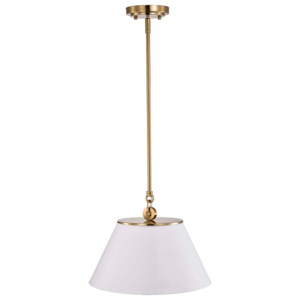 Dover 1-Light Medium Pendant White with Vintage Brass on Sale