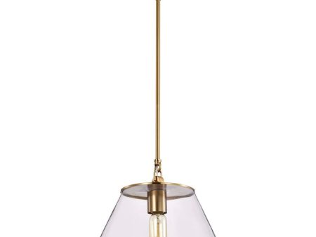 Dover 1-Light Medium Pendant Vintage Brass with Clear Glass For Sale