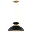 Perkins 1-Light Small Pendant Matte Black with Burnished Brass Hot on Sale