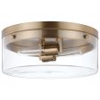 Intersection 60w Small Flush Mount Fixture Burnished Brass w  Clear Glass Cheap