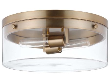 Intersection 60w Small Flush Mount Fixture Burnished Brass w  Clear Glass Cheap