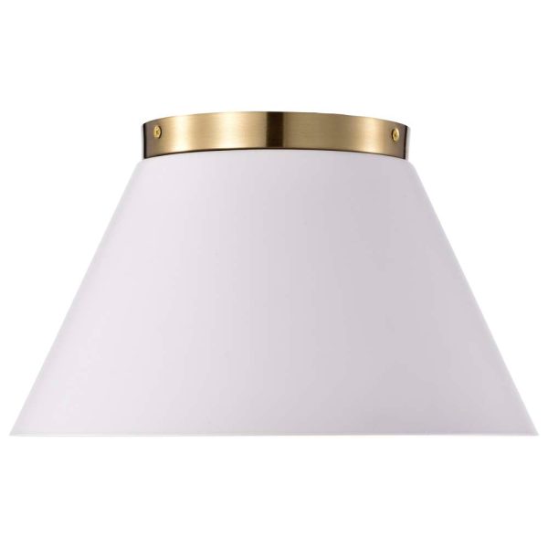 Dover 3-Light Small Flush Mount White with Vintage Brass Discount