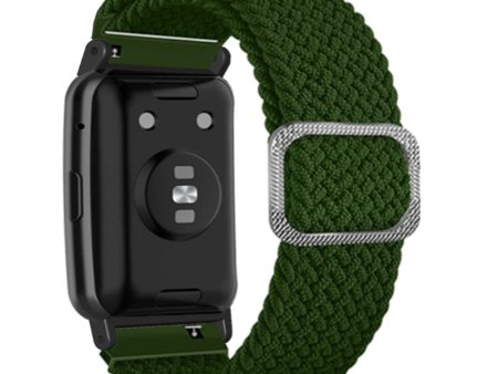 Huawei Watch Fit   Watch Fit Special Edition Watch Band Nylon Braided Elastic Wrist Strap - Army Green Online Hot Sale