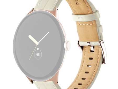 Genuine leather watch strap for Google Pixel Watch - Beige For Cheap