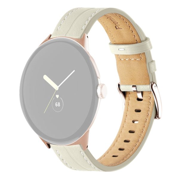 Genuine leather watch strap for Google Pixel Watch - Beige For Cheap