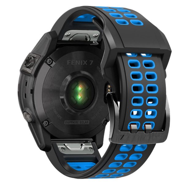 Garmin Fenix 7   6   5 silicone watch strap - Black   Blue Online now