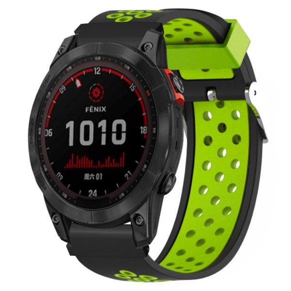 Huami Amazfit Falcon   Garmin Fenix 7   6   5 Dual Color Watch Band Silicone Strap with 22mm Connector - Black+Green Hot on Sale