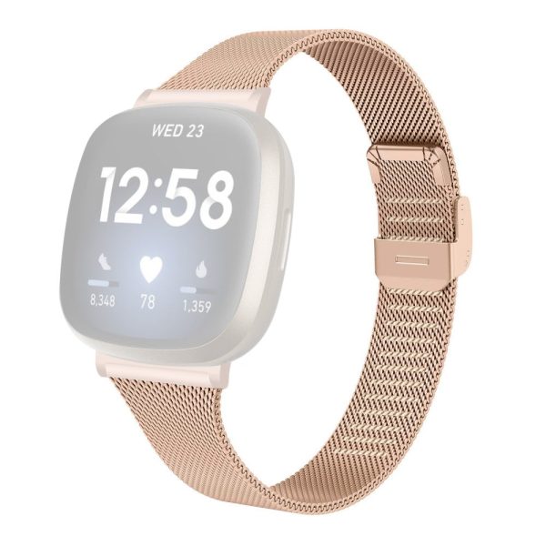 Fitbit Sense 2   Versa 4 milanese stainless steel strap - Rose Gold For Sale