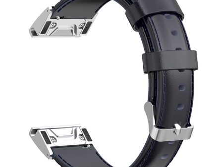 KALEBOL KLB-YLZP-001 For Garmin Fenix 7   7 Pro Watch Strap QuickFit 22mm Genuine Cow Leather Band - Navy Blue For Cheap