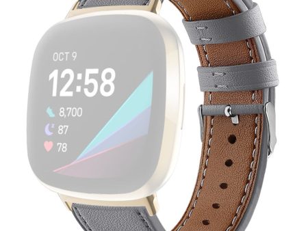 Genuine leather watch strap Fitbit Sense 2   Versa 4 - Grey Online Sale