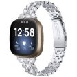 Fitbit Sense 2   Versa 4 rhinestone décor metal strap - Silver Cheap