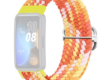 KALEBOL KLB-BZNL-001 For Huawei Band 8 Strap Adjustable Braided Nylon Watch Band - Colorful Orange For Discount