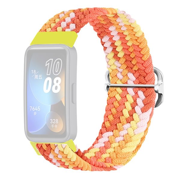 KALEBOL KLB-BZNL-001 For Huawei Band 8 Strap Adjustable Braided Nylon Watch Band - Colorful Orange For Discount