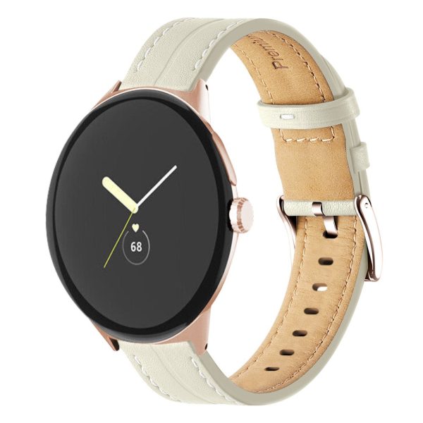 Genuine leather watch strap for Google Pixel Watch - Beige For Cheap