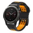 KALEBOL KLB-LWGJ-001 For Garmin Fenix 7     7 Pro Watch Band QuickFit 22mm Breathable Double Row Holes Strap - Black+Orange Sale