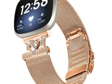 Fitbit Sense 2   Versa 4 rhinestone milanese stainless steel strap - Rose Gold Online