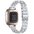 Fitbit Sense 2   Versa 4 rhinestone décor metal strap - Silver Cheap