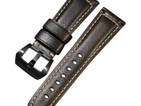 26mm Universal Genuine leather strap - Black   Black Buckle Online Hot Sale