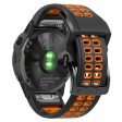 KALEBOL KLB-LWGJ-001 For Garmin Fenix 7     7 Pro Watch Band QuickFit 22mm Breathable Double Row Holes Strap - Black+Orange Sale