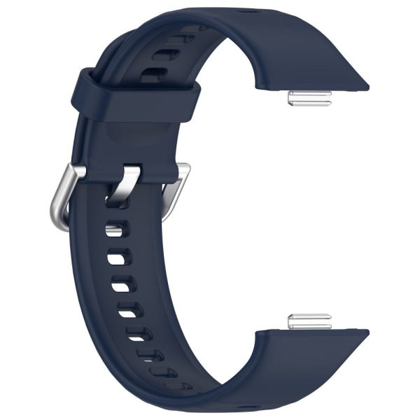 Huawei Watch Fit 3 Soft Silicone Strap Sport Watchbands Replacement with Silver Buckle - Midnight Blue Online