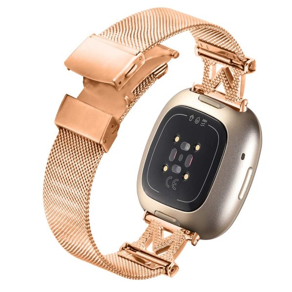 Fitbit Sense 2   Versa 4 rhinestone milanese stainless steel strap - Rose Gold Online