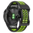 KALEBOL KLB-SSSPKGJ-001 For Garmin QuickFit 26mm Watch Band Breathable Double Row Holes Silicone Strap - Black+Lime Hot on Sale