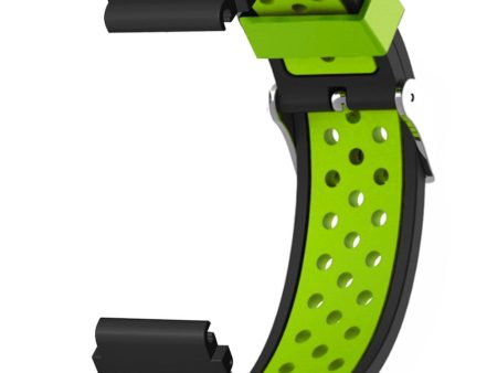 Huami Amazfit Falcon   Garmin Fenix 7   6   5 Dual Color Watch Band Silicone Strap with 22mm Connector - Black+Green Hot on Sale