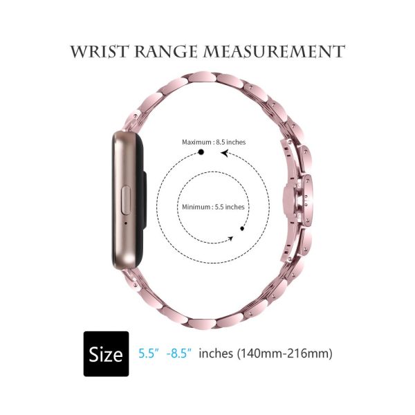 Samsung Galaxy Fit3 SM-R390 Watch Strap High-Strength Stainless Steel Wrist Band - Rose Pink Online Sale