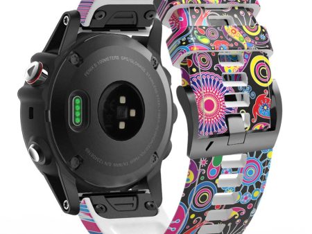 Silicone pattern style strap for Garmin   Amazfit and Coros watch - Multicolor Swirls Online