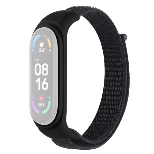 Xiaomi Mi Band 7   6   5 nylon watch strap with silicone cover - Black Hot on Sale