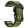 KALEBOL KLB-SSSPKGJ-001 For Garmin QuickFit 26mm Watch Band Breathable Double Row Holes Silicone Strap - Black+Lime Hot on Sale