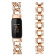 Fitbit Luxe rhinestone décor zinc metal strap - Rose Gold on Sale