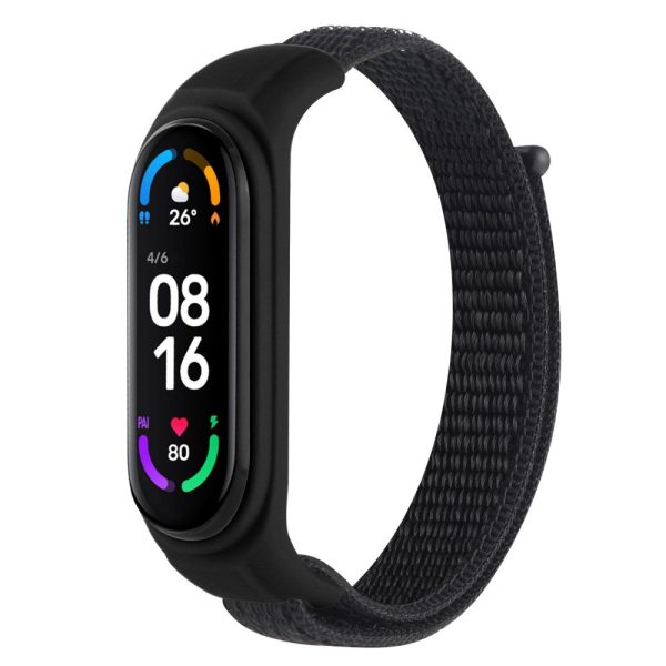 Xiaomi Mi Band 7   6   5 nylon watch strap with silicone cover - Black Hot on Sale