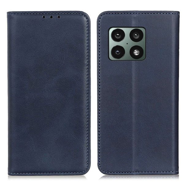 Wallet-style genuine leather flipcase for OnePlus 10 Pro - Blue Online now