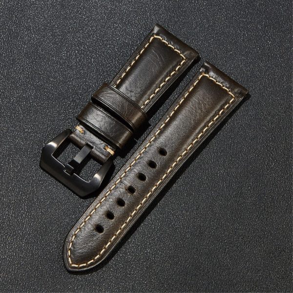 26mm Universal Genuine leather strap - Black   Black Buckle Online Hot Sale