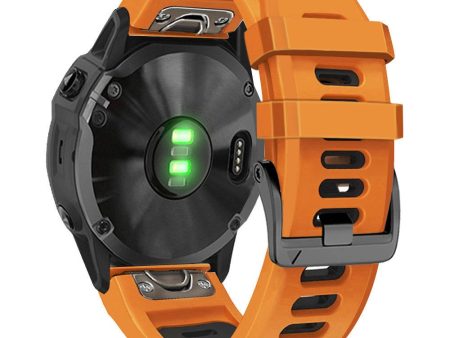 Smooth Silicone Dual-color Garmin Fenix X-series 26mm Watch Band - Orange+Black For Cheap